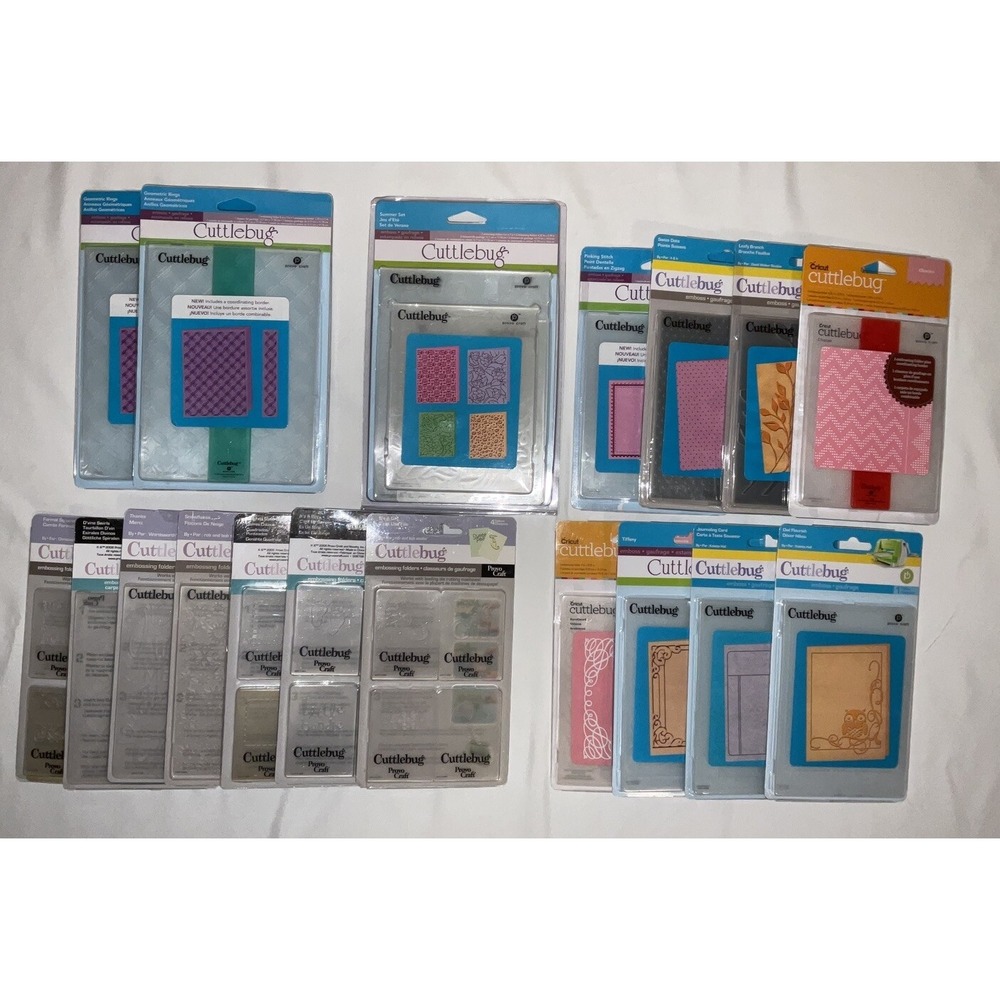 NIP Lot 33 Cricut‎ Provo Craft Cuttlebug Embossing Folders + 4 Embossing Borders
